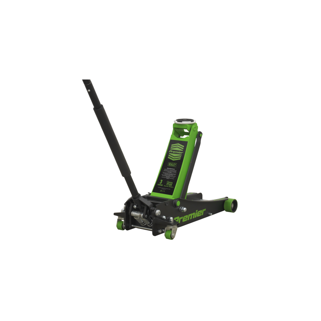 Premier Low Profile Trolley Jack with Rocket Lift 3 Tonne - Green