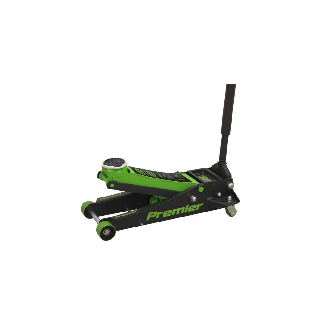 Premier Low Profile Trolley Jack with Rocket Lift 3 Tonne - Green