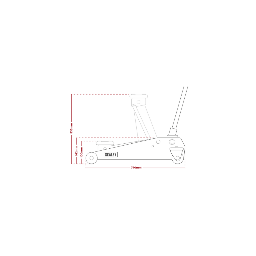 Premier Low Profile Trolley Jack with Rocket Lift 3 Tonne - Green